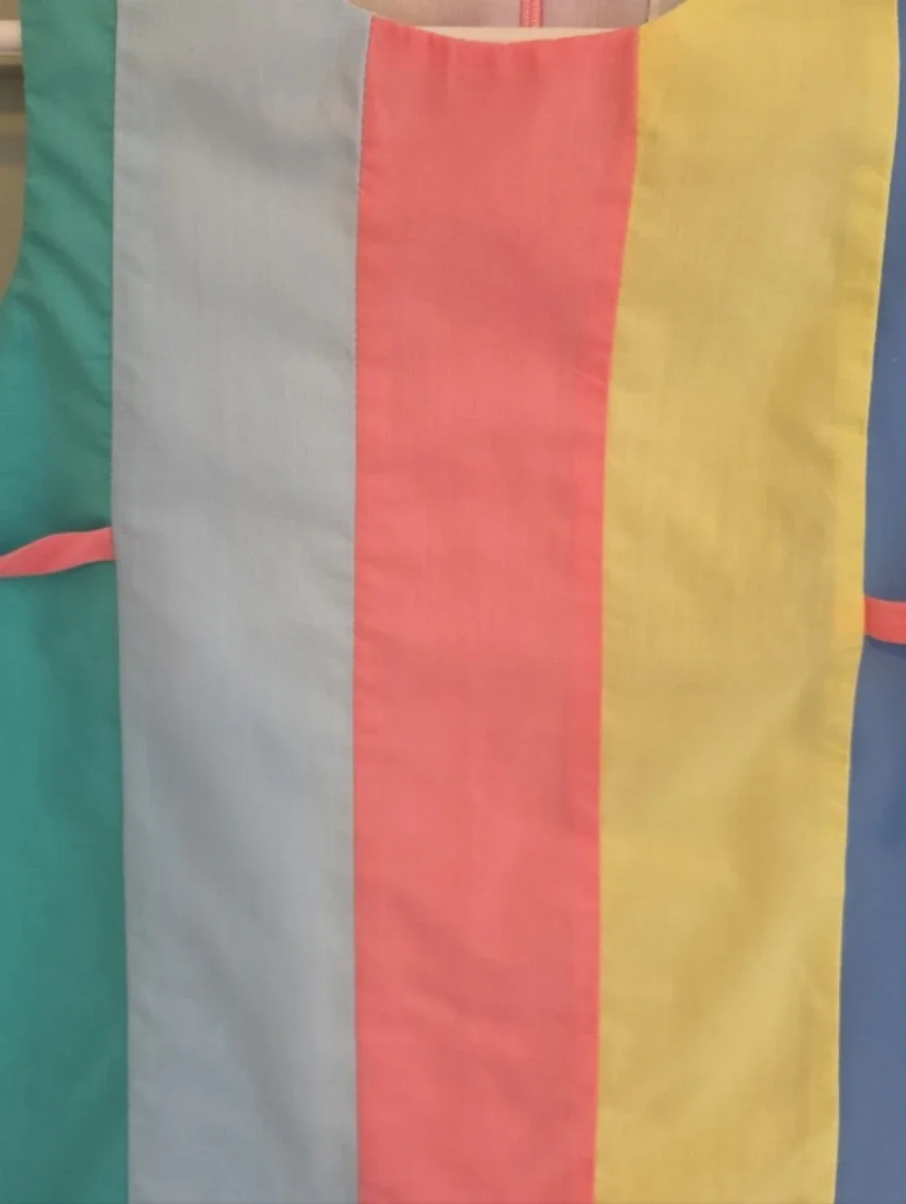 Florence Eiseman Pastel Rainbow Stripe A-Line Dress with Pink Side Ties 4t